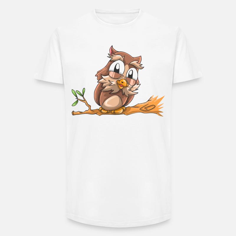 Lachende Eule - Long Fit Männer T-Shirt - Weiß