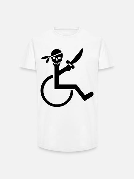 Wheelchair pirate # - Long Fit Men's T-Shirt - white