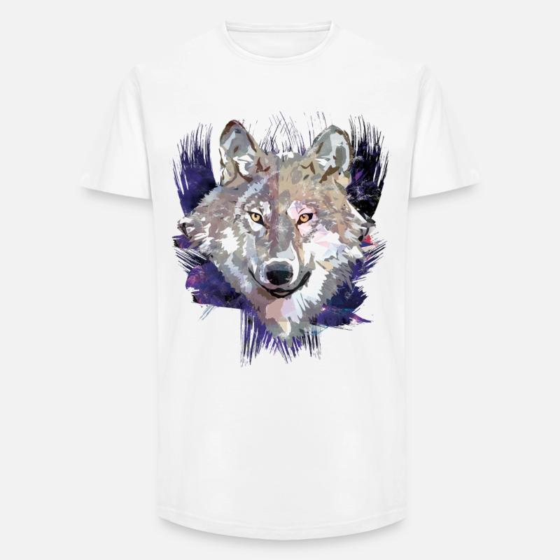 Wolf | Tier | Grauer Wolf - Long Fit Männer T-Shirt - Weiß