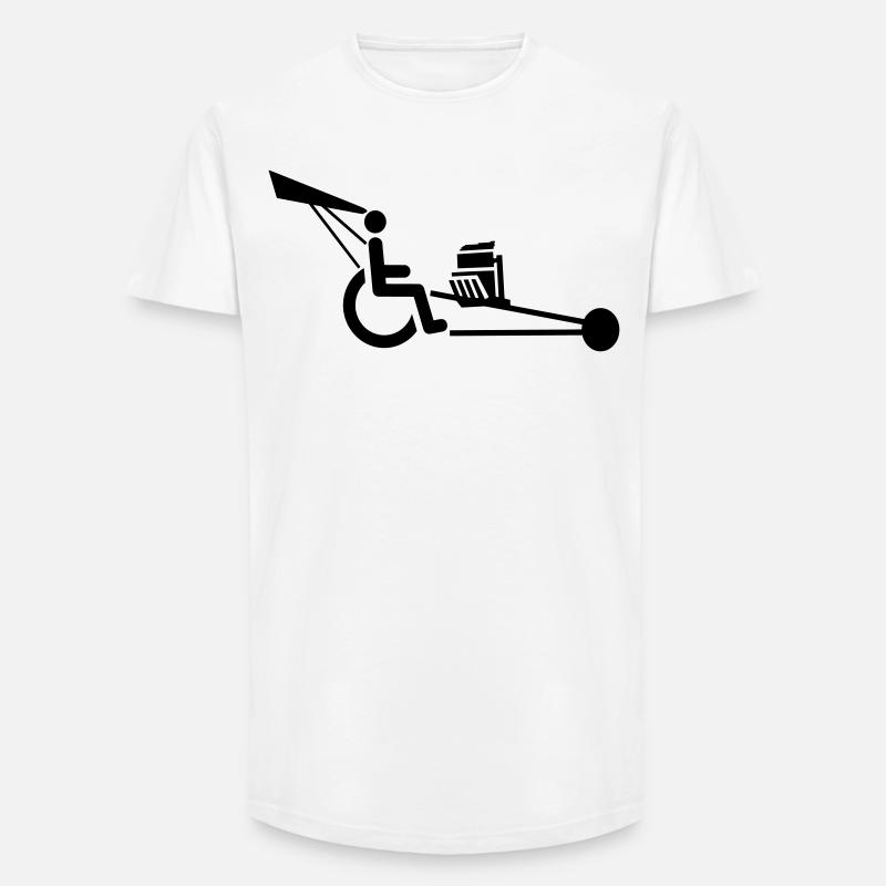 Bild eines Rollstuhls mit V8-Motor # - Long Fit Männer T-Shirt - Weiß