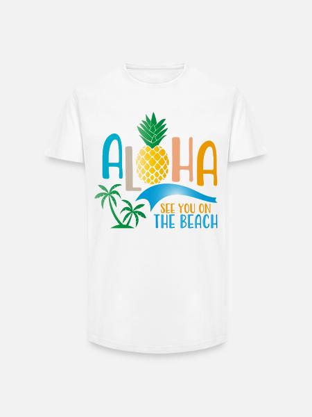 Beach - Long Fit Men's T-Shirt - white