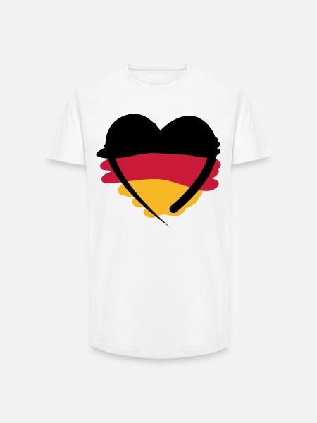 Deutschland Herz - Long Fit Männer T-Shirt - Weiß