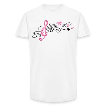 Musik, Notenschlüssel mit Notenblatt und Noten - T-shirt coupe longue homme - blanc - Devant - AI Model Male 185 light (185cm)