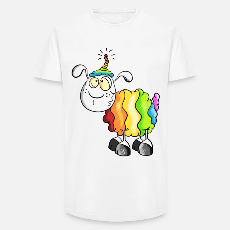 Rainbow Schaf - Long Fit Männer T-Shirt - Weiß