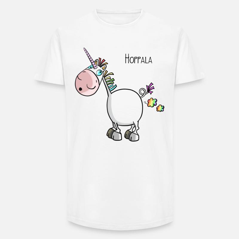 Hoppala Einhorn - Long Fit Männer T-Shirt - Weiß