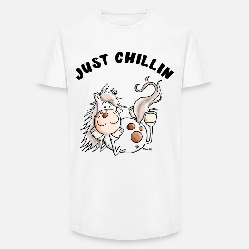 Chillendes Pferd - Comic - Pferde - Geschenk - Long Fit Männer T-Shirt - Weiß