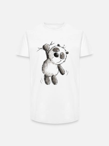 Panda hænger af jeg Panda bjørn I Pandas dyremotiv - Long fit herre T-shirt - hvid