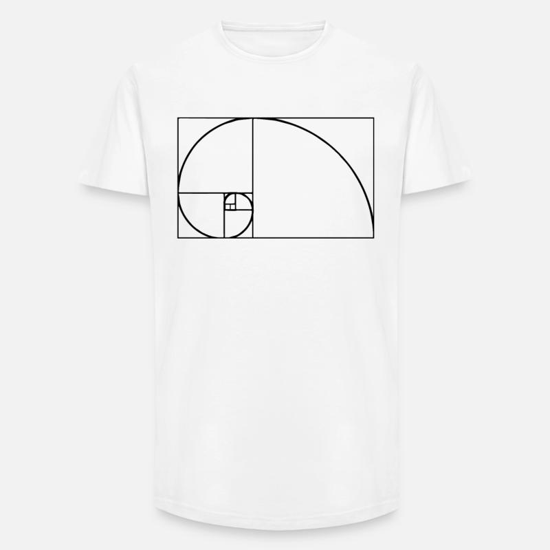 Fibonacci Tshirt - Long Fit Männer T-Shirt - Weiß