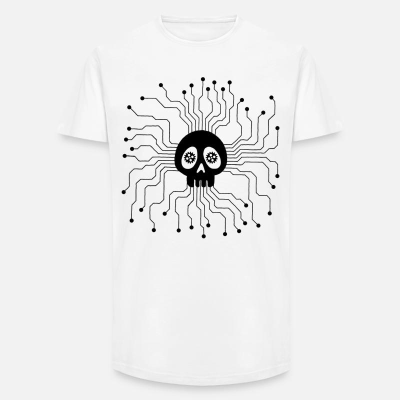 Black microprocessor skull - Long Fit Men's T-Shirt - white