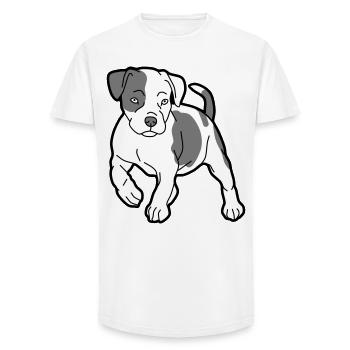 chien - T-shirt coupe longue homme - blanc - Devant - AI Model Male 185 light (185cm)