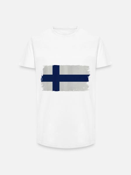 Finnish Flag Acrylic Look - Long Fit Men's T-Shirt - white