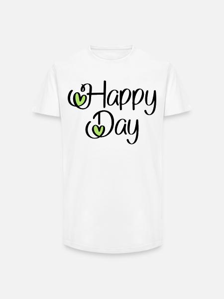 Happy Day - Long Fit Men's T-Shirt - white