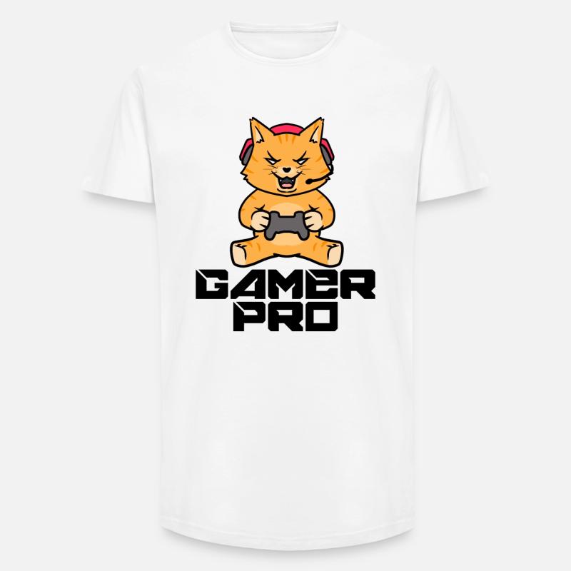 Gamer Zocker Headset Controller Videogames - Long Fit Männer T-Shirt - Weiß