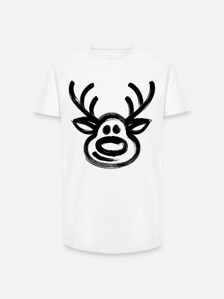 Christmas reindeer face deer - Long Fit Men's T-Shirt - white