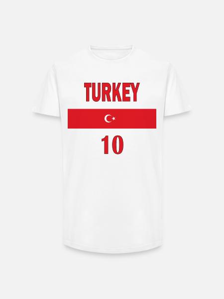 Tyrkiet fodboldhold nummer ti - Long fit herre T-shirt - hvid
