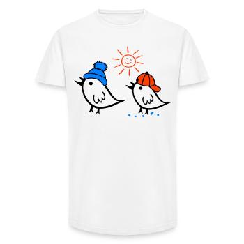Sparrow, Sun, Spring - Long Fit Men's T-Shirt - white - Front - AI Model Male 185 light (185cm)