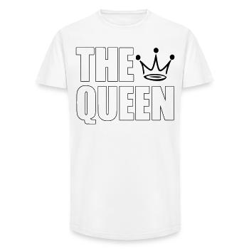 The Queen – Bold Crown Statement Design - Long Fit Männer T-Shirt - Weiß - Vorne - AI Model Male 185 light (185cm)
