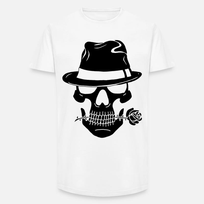 Schwarzer Gangsterschädel - Long Fit Männer T-Shirt - Weiß