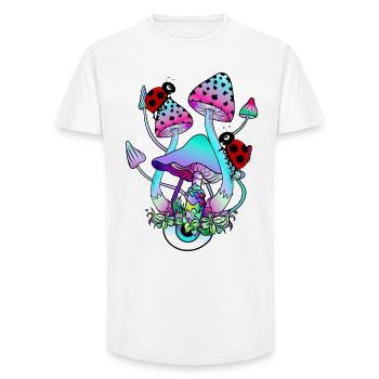 Magic Mushrooms Ladybug Psychedelic Mushroom Art - Long Fit Men's T-Shirt - white - Front - AI Model Male 185 light (185cm)