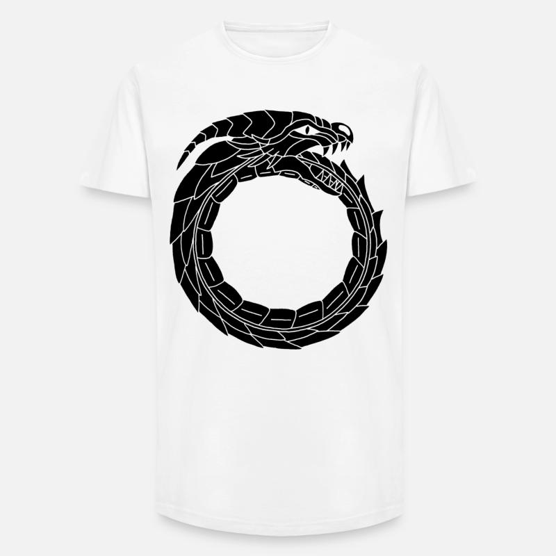 Verschlingender Schwarzer Drache - Long Fit Männer T-Shirt - Weiß