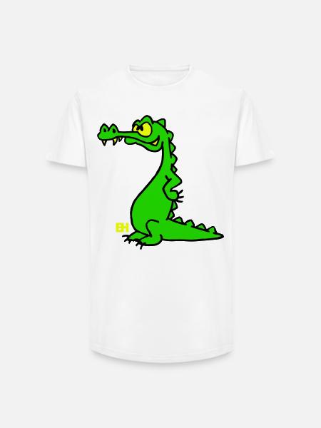 Smiling Crocodile, dreifarbiges Design - Long Fit Männer T-Shirt - Weiß