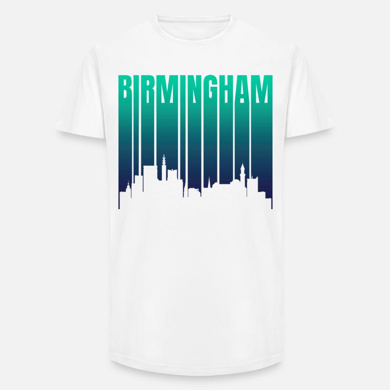 Birmingham Skyline Gradient - Long Fit Männer T-Shirt - Weiß