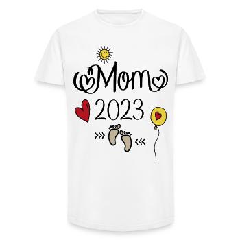 Mai 2023 - T-shirt coupe longue homme - blanc - Devant - AI Model Male 185 light (185cm)