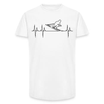 Ski Alpin Grand Slalom électrocardiogramme ECG Ski - T-shirt coupe longue homme - blanc - Devant - AI Model Male 185 light (185cm)