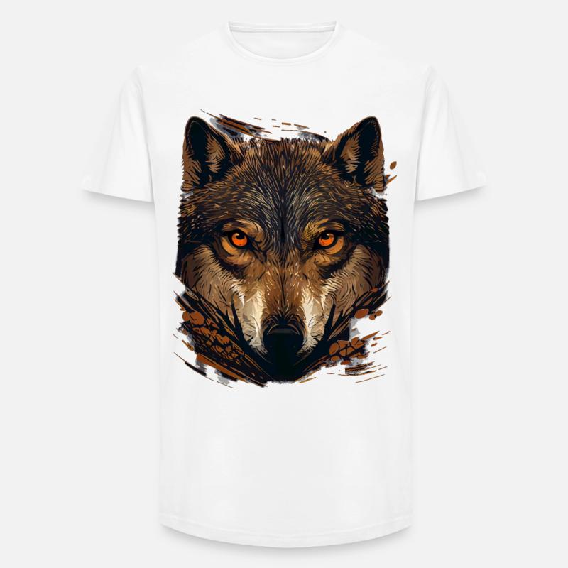 Wolfsblick im Herbstwald - Long Fit Männer T-Shirt - Weiß