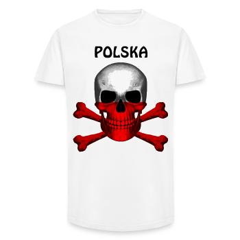 Crâne Jolly Roger Pirate Flag Polska R6Z - T-shirt coupe longue homme - blanc - Devant - AI Model Male 185 light (185cm)