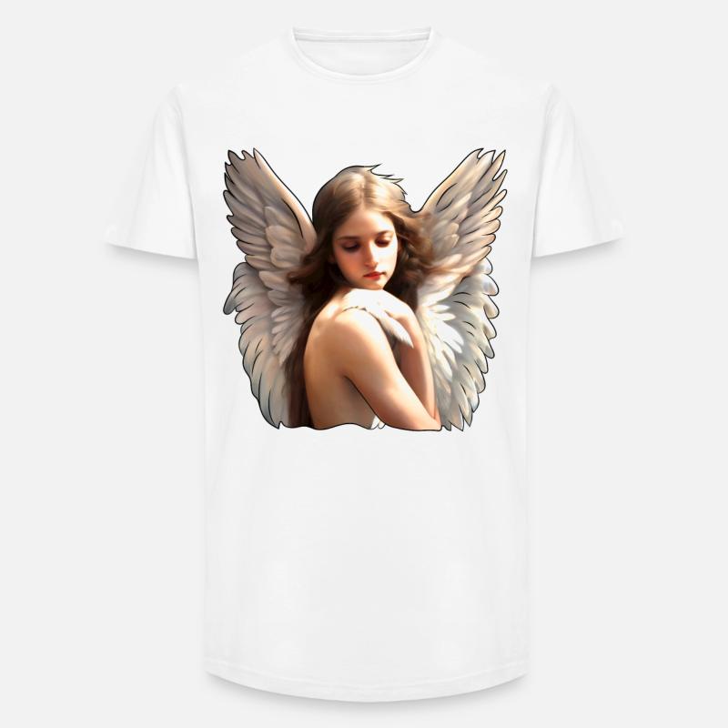 Ange céleste - T-shirt coupe longue homme - blanc