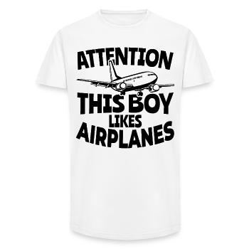 Flugzeug Junge - Long Fit Männer T-Shirt - Weiß - Vorne - AI Model Male 185 light (185cm)