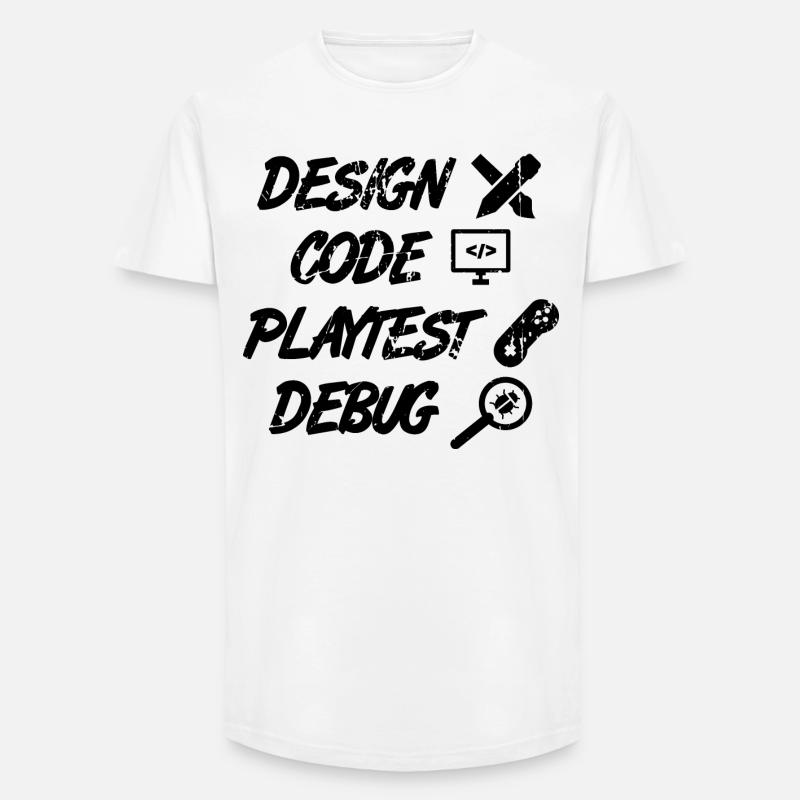 Débogage Playtest de code de conception - T-shirt coupe longue homme - blanc