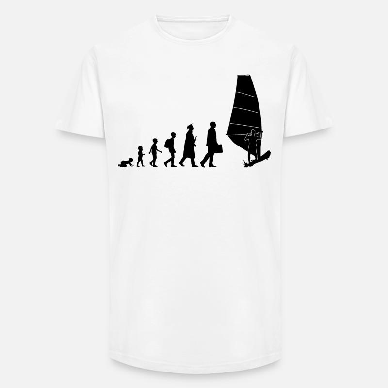 Entwicklung des Windsurfens - Long Fit Männer T-Shirt - Weiß