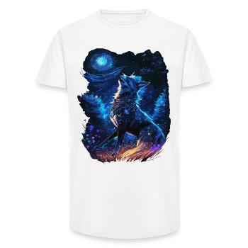 heulender Wolf in mystischer Natur - Long Fit Männer T-Shirt - Weiß - Vorne - AI Model Male 185 light (185cm)