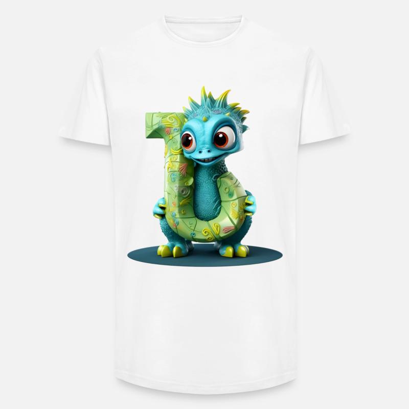 Blauer Drache mit Buchstabe J Alphabet - Long Fit Männer T-Shirt - Weiß