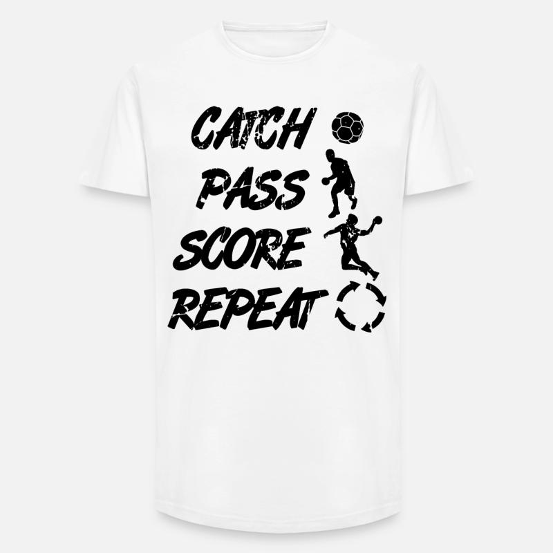 Attraper, passer, répéter, points - T-shirt coupe longue homme - blanc