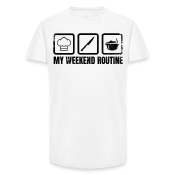 My Weekend Routine - Long Fit Men's T-Shirt - white - Front - AI Model Male 185 light (185cm)