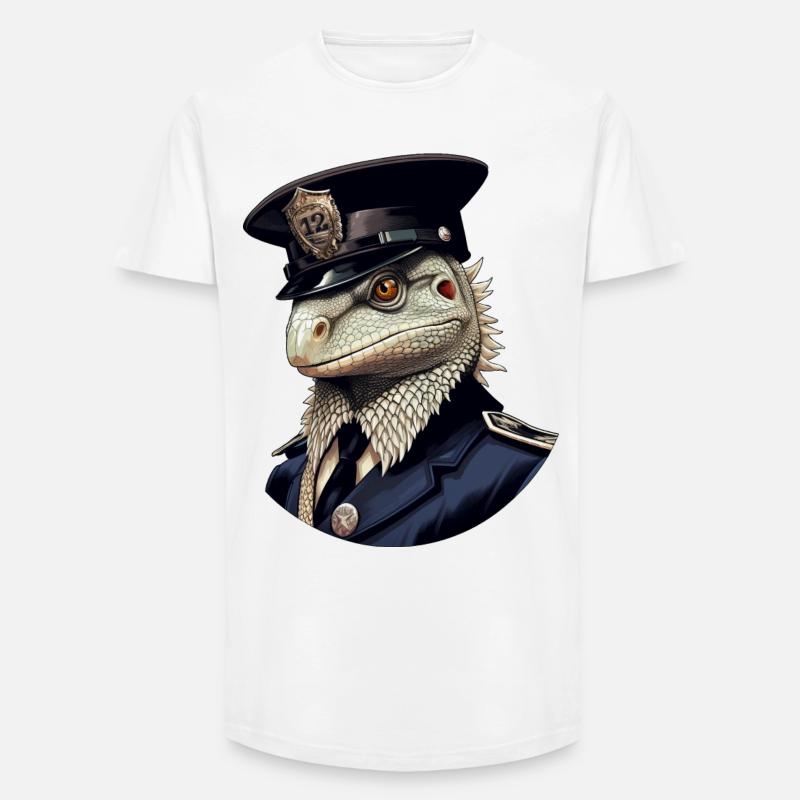 Polizei Eidechsen - Long Fit Männer T-Shirt - Weiß