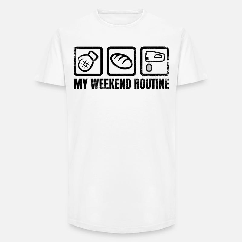 Wochenende eines Bäckers - Long Fit Männer T-Shirt - Weiß