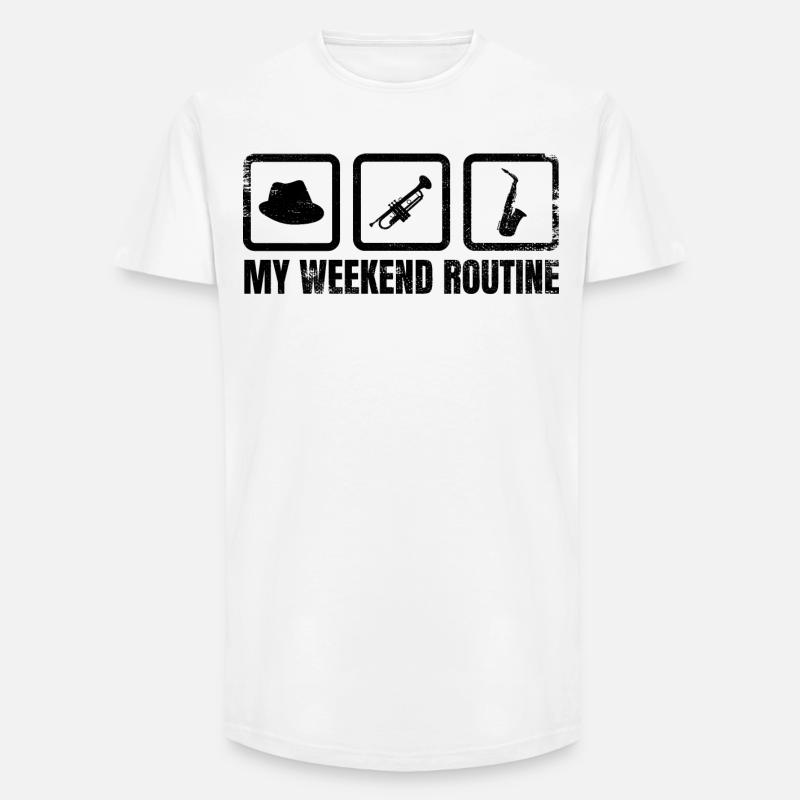 Meine Wochenendroutine - Long Fit Männer T-Shirt - Weiß