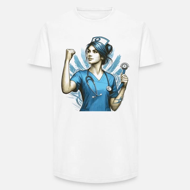 Krankenschwester Siegespose Geschenk - Long Fit Männer T-Shirt - Weiß