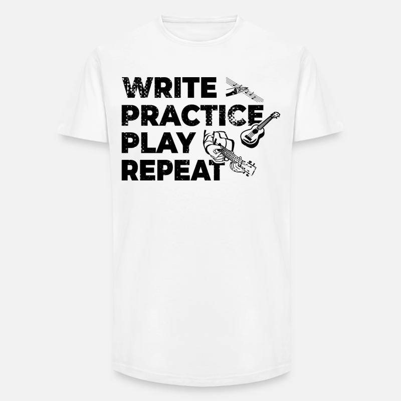 Writing, practicing, playing, repeating - Long Fit Men's T-Shirt - white