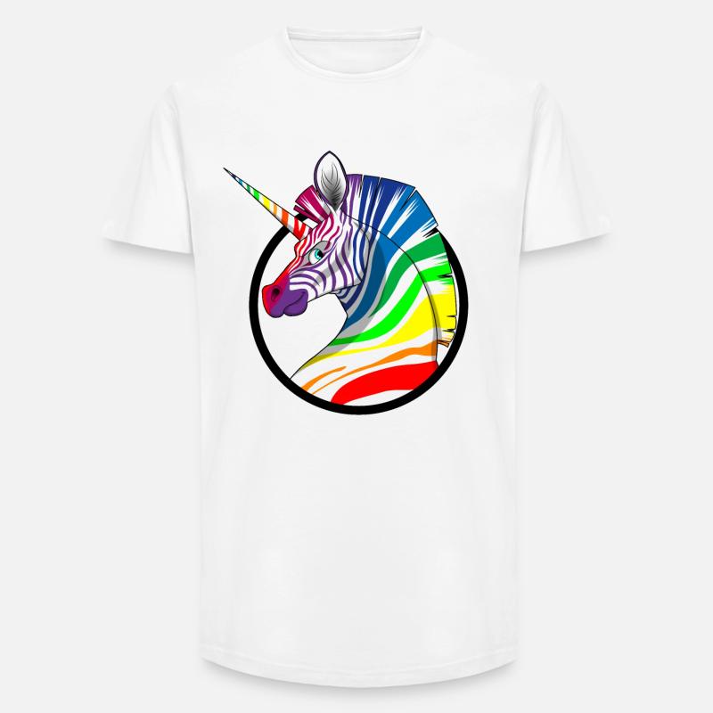 Regenbogen Einhorn Zebra - Long Fit Männer T-Shirt - Weiß