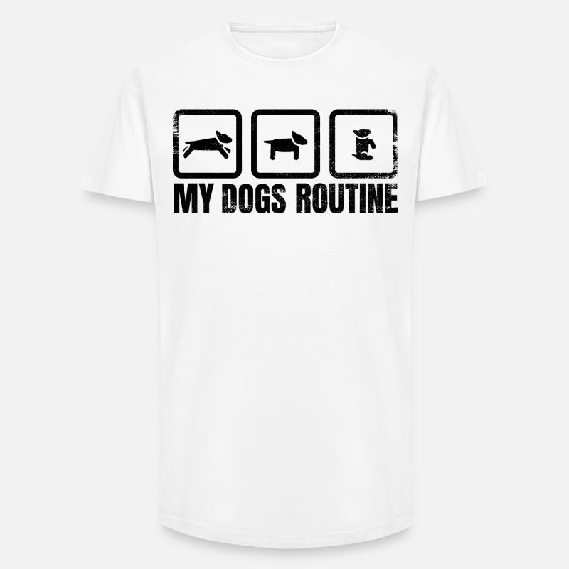 Hunde Routine - Long Fit Männer T-Shirt - Weiß