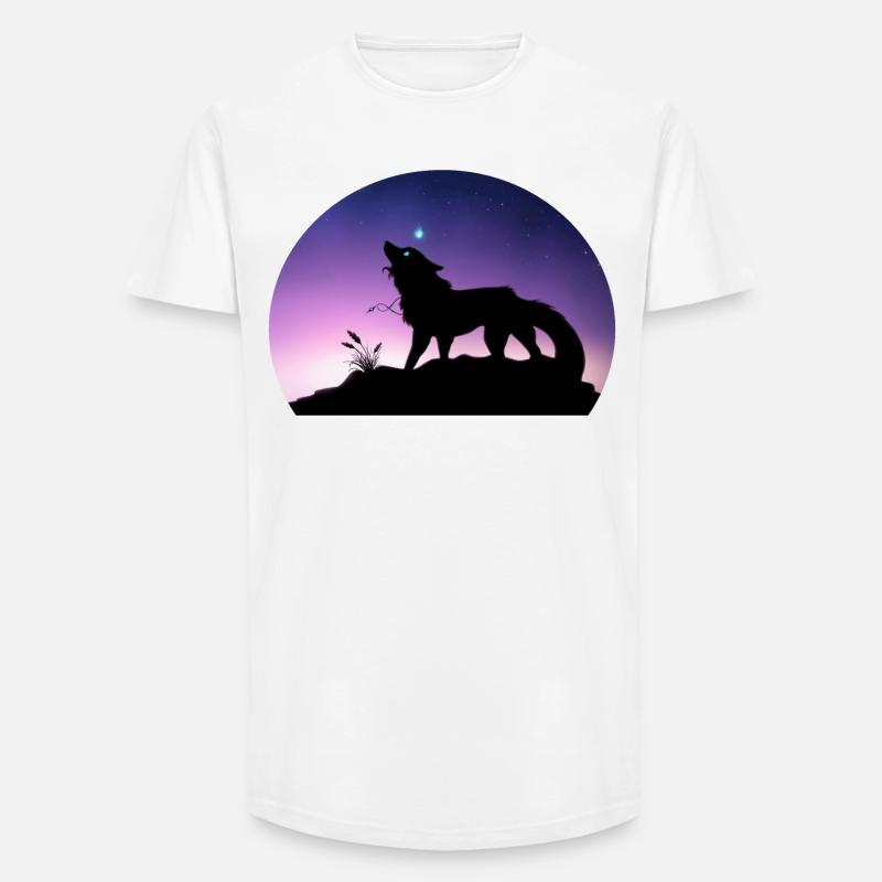 Die Reise eines Sternenwolfs - Silouhette Nocturne - Long Fit Männer T-Shirt - Weiß