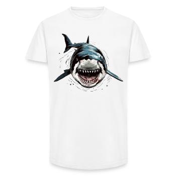 Requin Requin Requin Tigre Requin Requin Gris Grand Requin Blanc - T-shirt coupe longue homme - blanc - Devant - AI Model Male 185 light (185cm)
