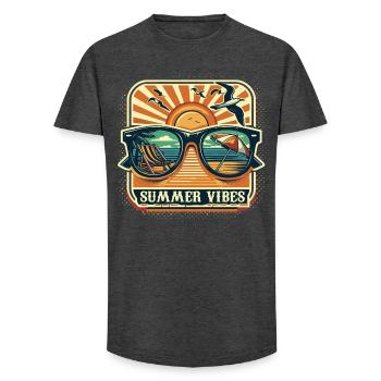 Summer Sun Vibes Good Vacation Beach Party Sand - Long Fit Men's T-Shirt - charcoal grey - Front - AI Model Male 185 light (185cm)