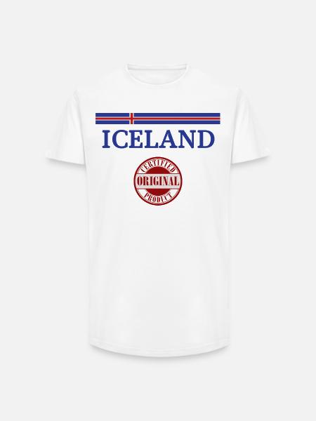 Islands flagga, isländsk stolthet - T-shirt herr med lång passform - vit
