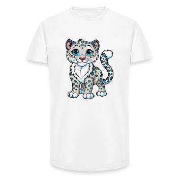 Snow Leopard Cartoon Character Kawaii Clipart - Long Fit Men's T-Shirt - white - Front - AI Model Male 185 light (185cm)